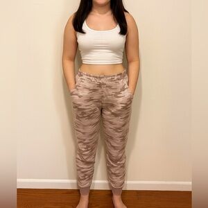 XOXO Women's Beige Camouflage Pajama Pants
